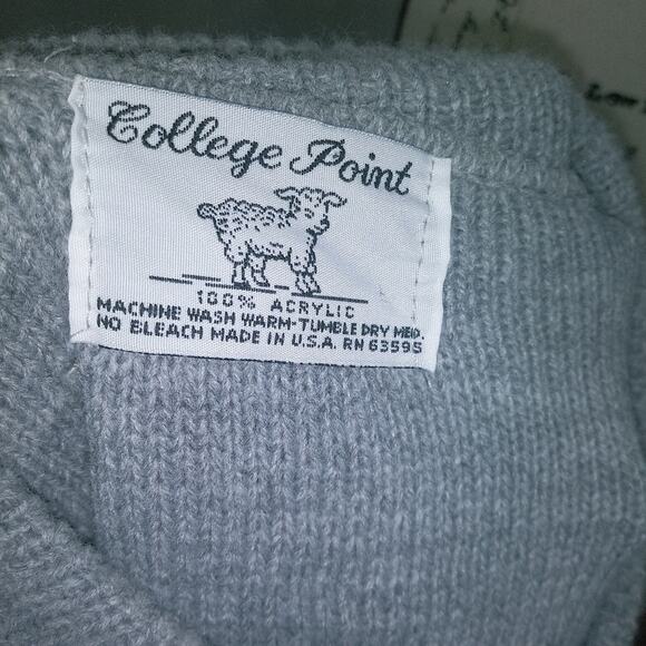 College Point Grey Fair Isle Button Up Sweater Cardigan Preppy Grandpacore - Picture 7 of 7